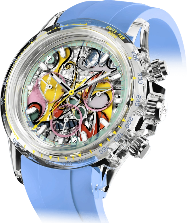 Aet Remould,Other 40x47.50mm,40x47.50mm,Sapphire,Multi-Color,Automatic,Chronograph,Sapphire,Crystal Glass,GREAT STILL LIFE ON PEDESTAL BLUE