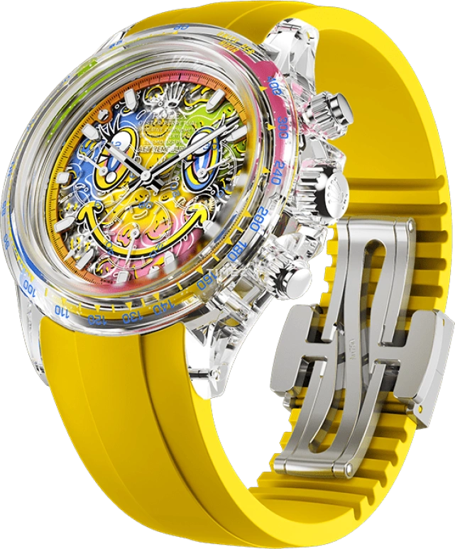 Aet Remould,Other 40x47.50mm,40x47.50mm,Sapphire,Skeleton,Multi-Color,Automatic,Chronograph,72hours,SMILE YELLOW