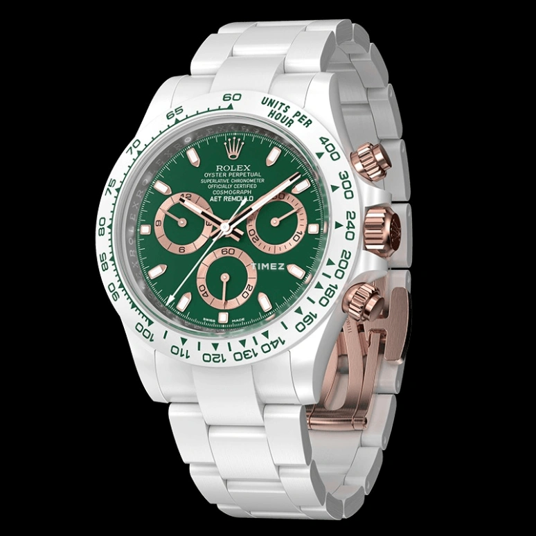 Aet Remould,Other 40x47.50mm,40x47.50mm,Ceramic,Green,Automatic,Chronograph,Tonneau,BRITISH RACING GREEN