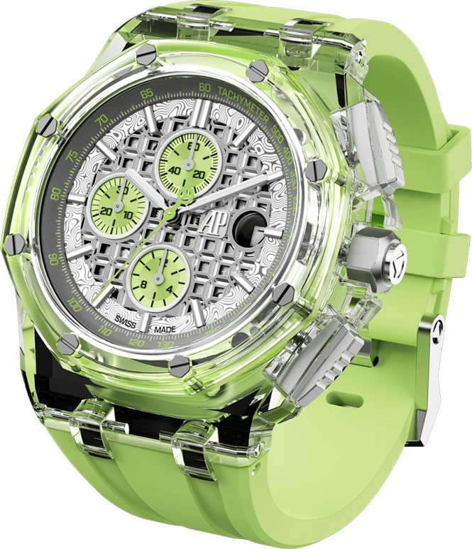 Aet Remould,Other 44mm,44mm,Sapphire,Titanium,Silver,Green,Automatic,Chronograph,Day,SOGNEFJORD GREEN