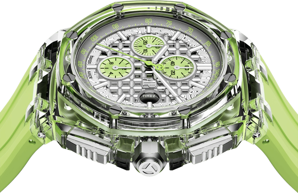 Aet Remould,Other 44mm,44mm,Sapphire,Titanium,Silver,Green,Automatic,Chronograph,Day,SOGNEFJORD GREEN