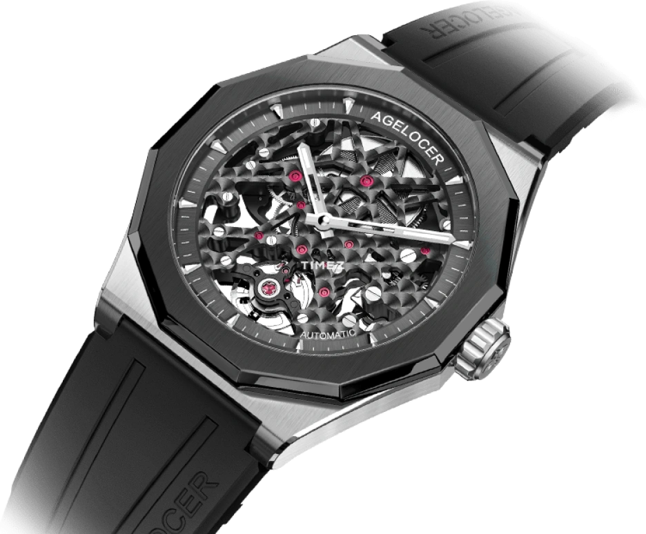 Agelocer,Schwarzwald 41.50mm,41.50mm,Stainless Steel,Ceramic,Skeleton,Automatic,Sapphire,Crystal Glass,Silver,6001B1,6001B1-R