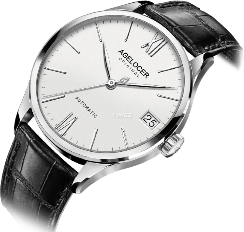 Agelocer,Budapest 40mm,40mm,Stainless Steel,White,Automatic,Day,Sapphire,Crystal Glass,7071A1