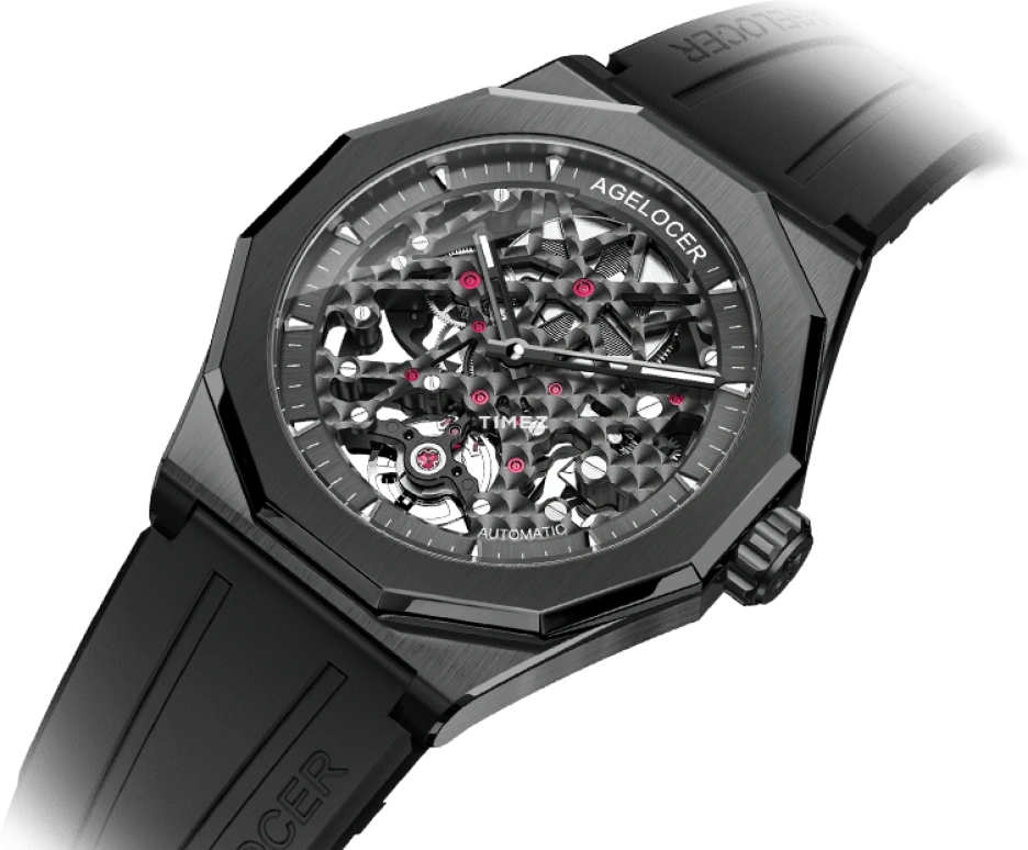 Agelocer,Schwarzwald 41.50mm,41.50mm,Stainless Steel,Ceramic,Skeleton,Automatic,Sapphire,Crystal Glass,Twelve edge,6001J1,6001J1-R