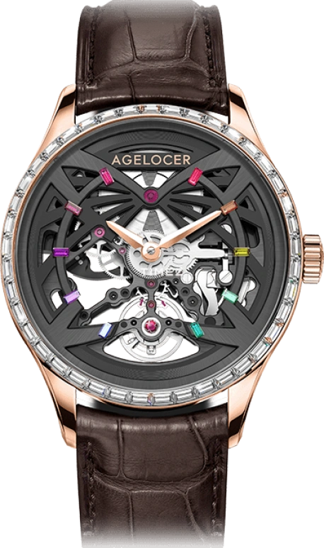 Agelocer,Schwarzwald 41mm,41mm,Stainless Steel,Crystal,Skeleton,Automatic,Sapphire,Crystal Glass,Round,6104F2