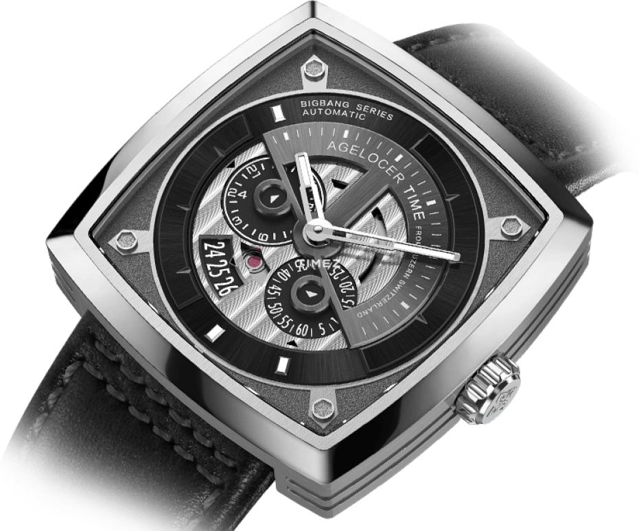Agelocer,BigBang 43mm,43mm,Stainless Steel,White,Automatic,Day,Sapphire,Crystal Glass,5601A1