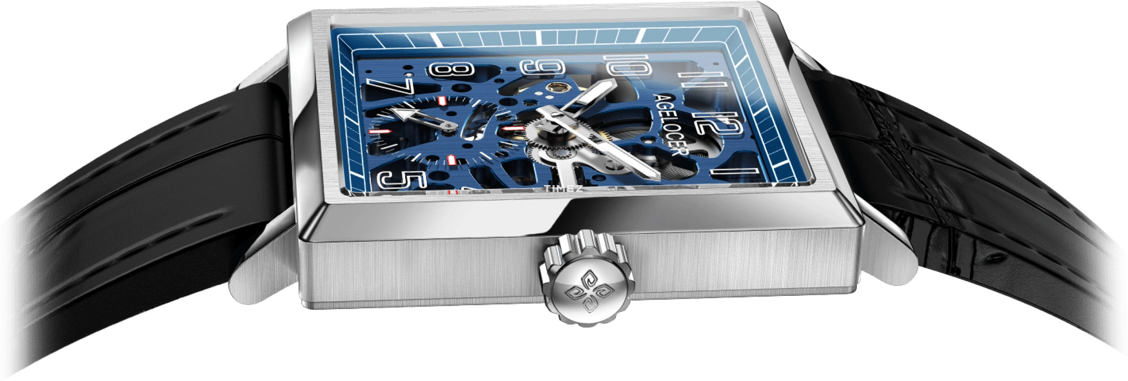 Agelocer,Codex 37mm,37mm,Stainless Steel,Skeleton,Handwound,Sapphire,Crystal Glass,Square,3504A1