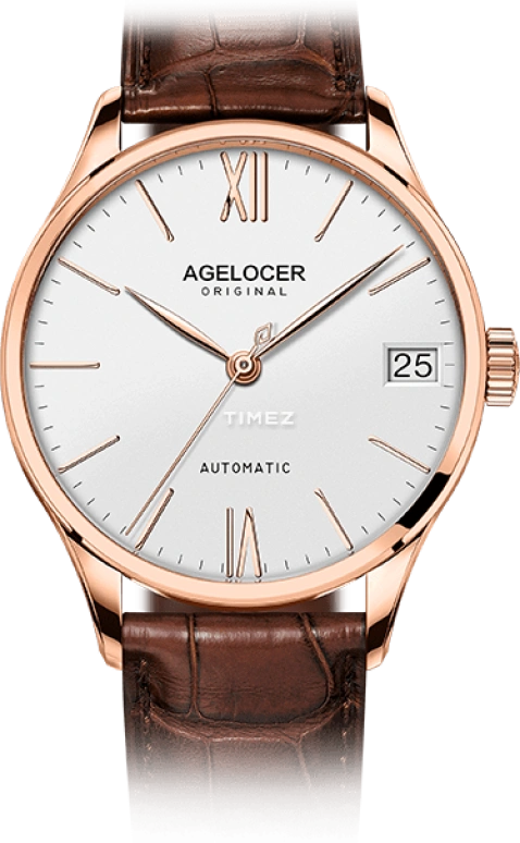 Agelocer,Budapest 40mm,40mm,Stainless Steel,White,Automatic,Day,Sapphire,Crystal Glass,7071D2
