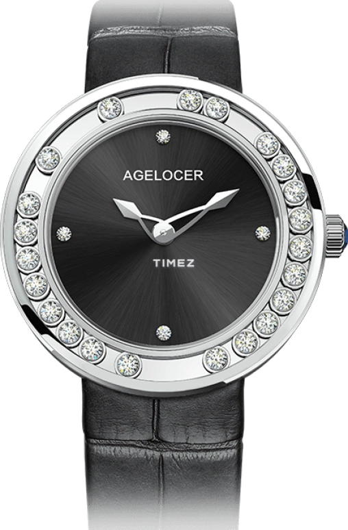 Agelocer,Baikal 36mm,36mm,Stainless Steel,Crystal,Black,Quartz,Sapphire,Crystal Glass,Round,6602A1