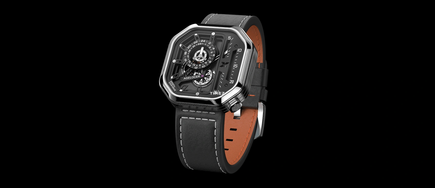 Agelocer,Racing 44.50mm,44.50mm,Stainless Steel,Black,Automatic,Sapphire,Square,5811A1