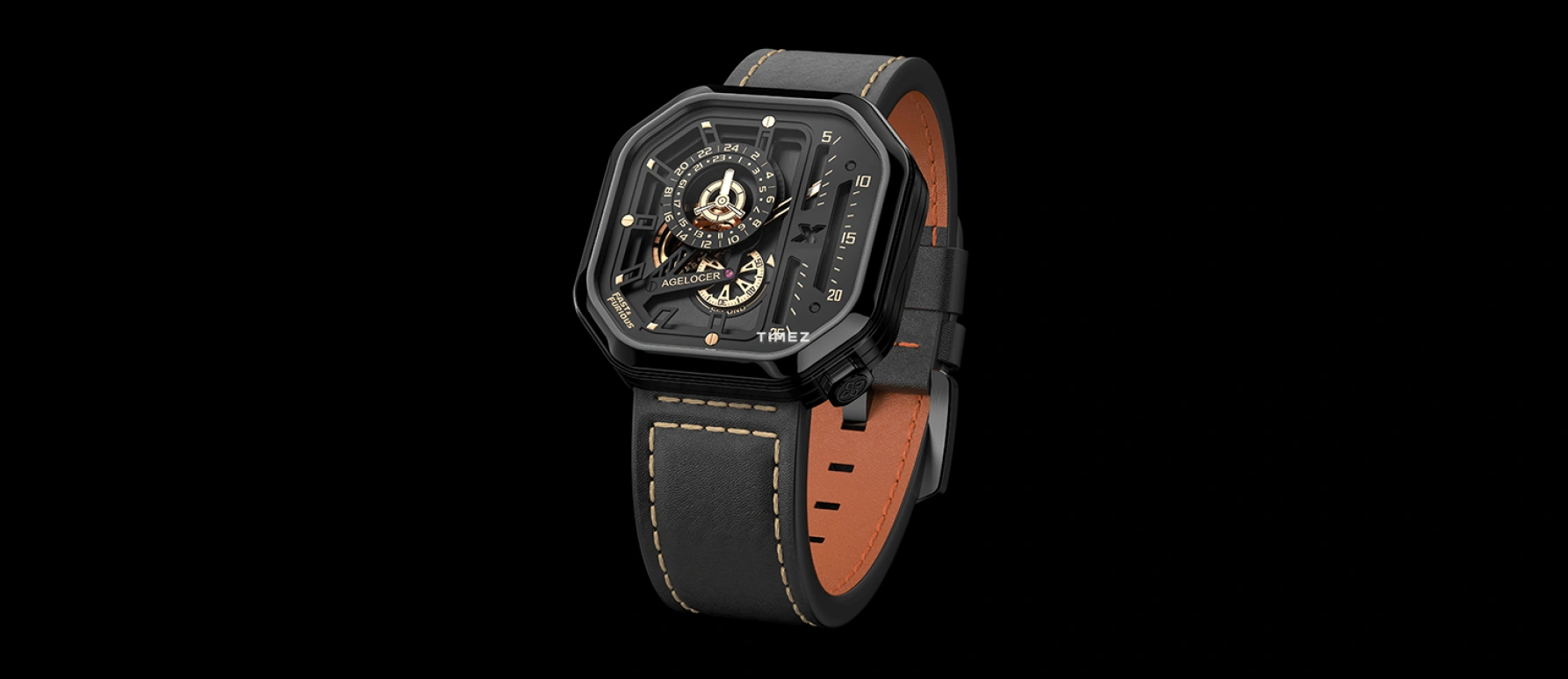 Agelocer,Racing 44.50x44.50mm,44.50x44.50mm,Stainless Steel,Stainless Steel,Gold,Automatic,Sapphire,Square,5813J3