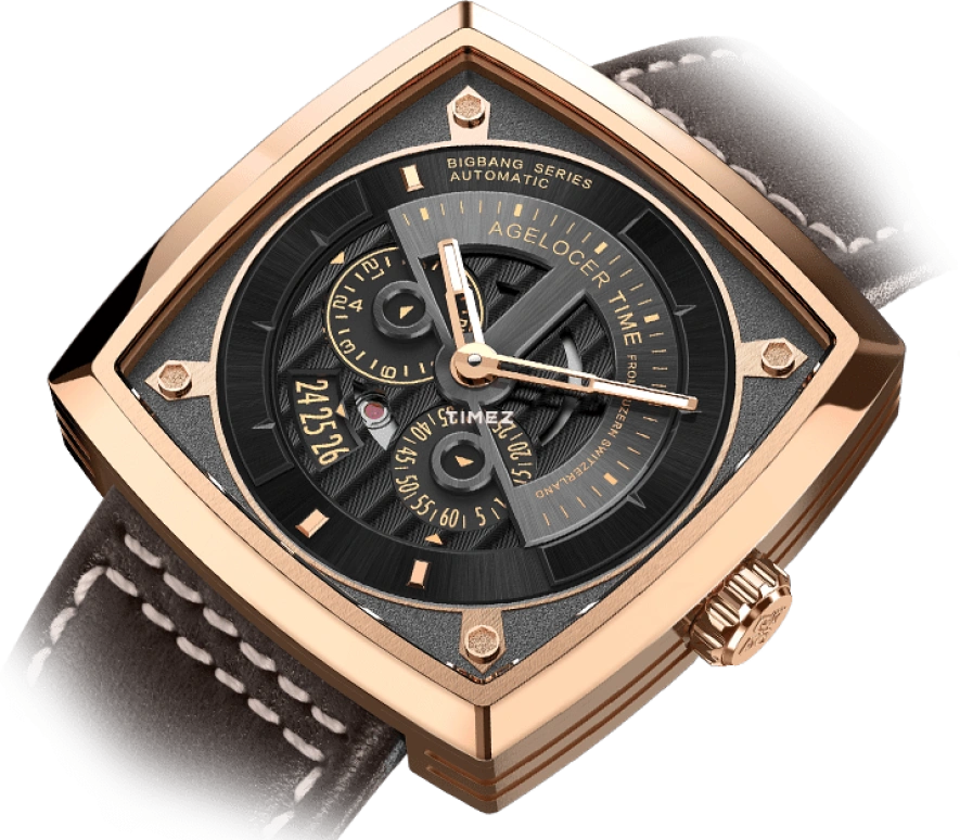 Agelocer,BigBang 43mm,43mm,Stainless Steel,Black,Automatic,Day,Sapphire,Crystal Glass,5603D2