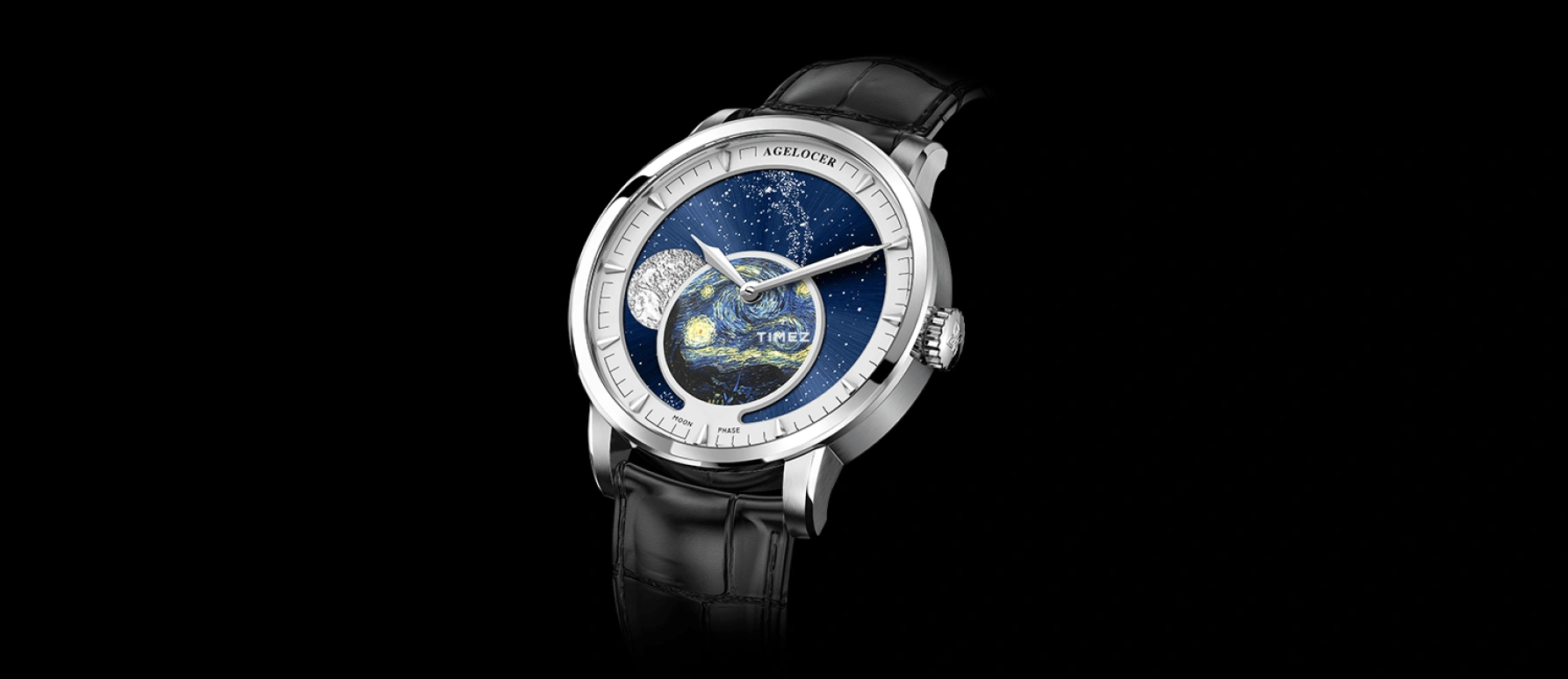 Agelocer,Astronomer 40mm,40mm,Stainless Steel,White,Automatic,Moonphase,Sapphire,Crystal Glass,6401A1