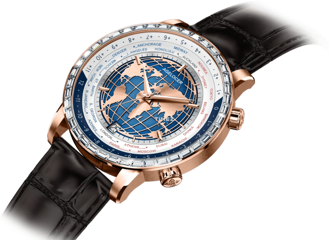 Agelocer,Universal time 42mm,42mm,Stainless Steel,Crystal,White,Automatic,Day,Sapphire,Crystal Glass,5201F2