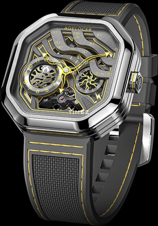 Agelocer,Volcano 44.50x44.50mm,44.50x44.50mm,Stainless Steel,Stainless Steel,Skeleton,Automatic,Sapphire,Crystal Glass,Square,5002A2