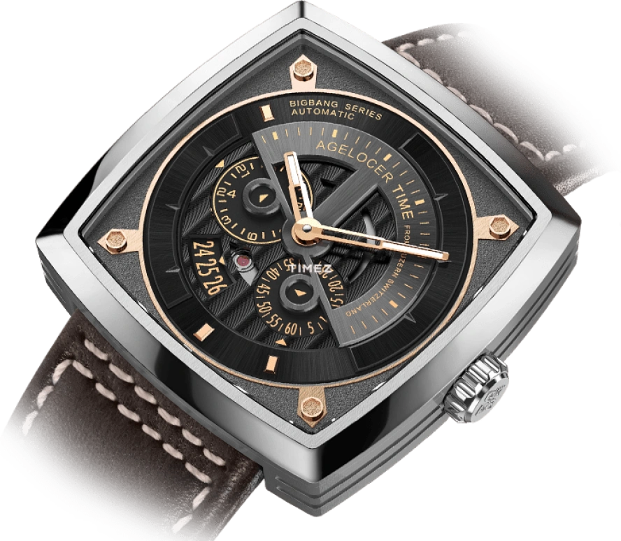 Agelocer,BigBang 43mm,43mm,Stainless Steel,Gold,Automatic,Day,Sapphire,Crystal Glass,5603A2