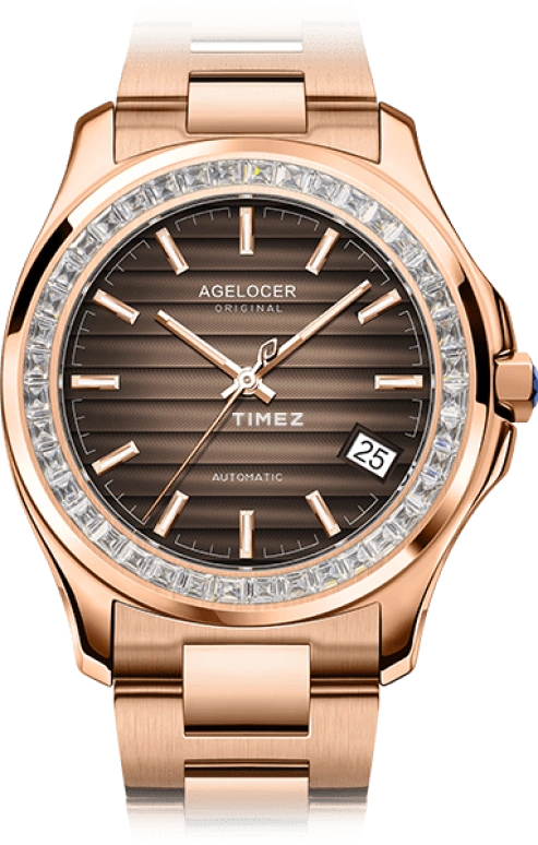 Agelocer,Baikal 40mm,40mm,Stainless Steel,Crystal,Brown,Automatic,Day,Sapphire,Crystal Glass,6303F9