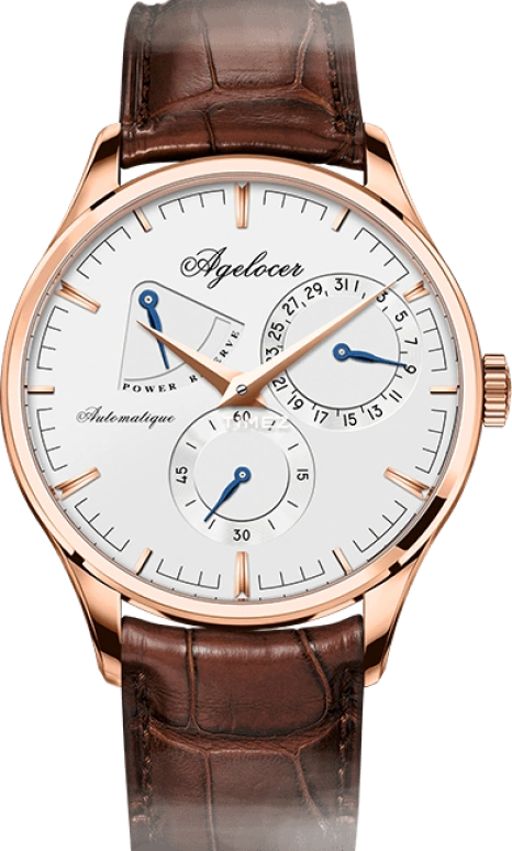 Agelocer,Budapest 40mm,40mm,Stainless Steel,White,Automatic,Day,Power Reserve Indicator,4101D2