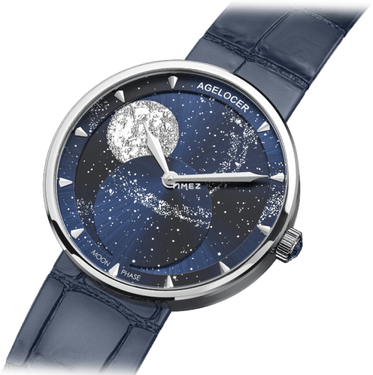 Agelocer,Astronomer 36mm,36mm,Stainless Steel,Blue,Quartz,Moonphase,Sapphire,Crystal Glass,6504A6