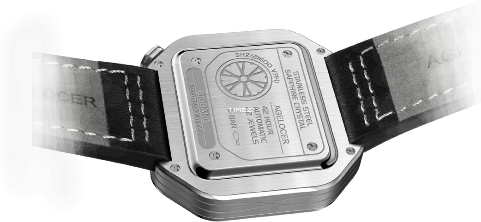 Agelocer,BigBang 44mm,44mm,Stainless Steel,Black,Automatic,Sapphire,Crystal Glass,Square,5801A1