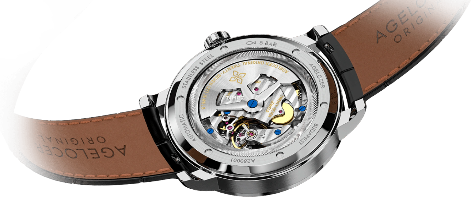 Agelocer,Astronomer 42mm,42mm,Stainless Steel,Stainless Steel,White,Automatic,Day,Sapphire,Crystal Glass,5501A1
