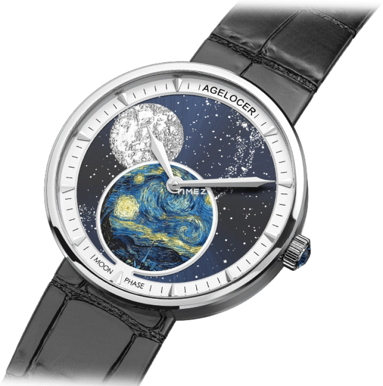 Agelocer,Astronomer 36mm,36mm,Stainless Steel,Blue,Quartz,Moonphase,Sapphire,Crystal Glass,6501A1