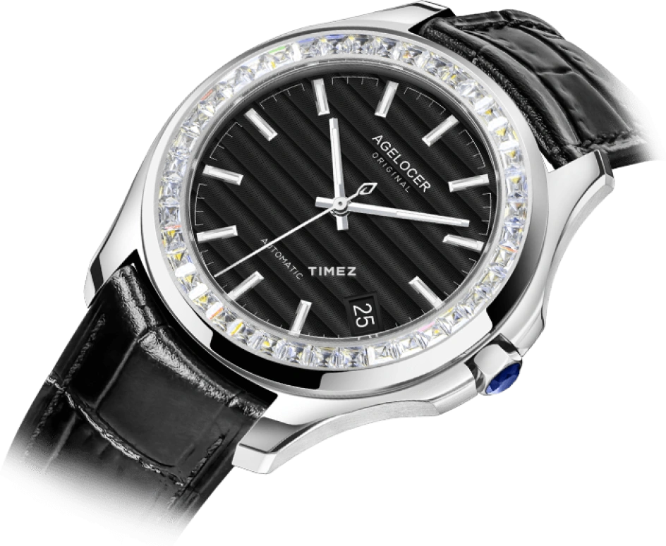Agelocer,Baikal 40mm,40mm,Stainless Steel,Crystal,Black,Automatic,Day,Sapphire,Crystal Glass,6302E1