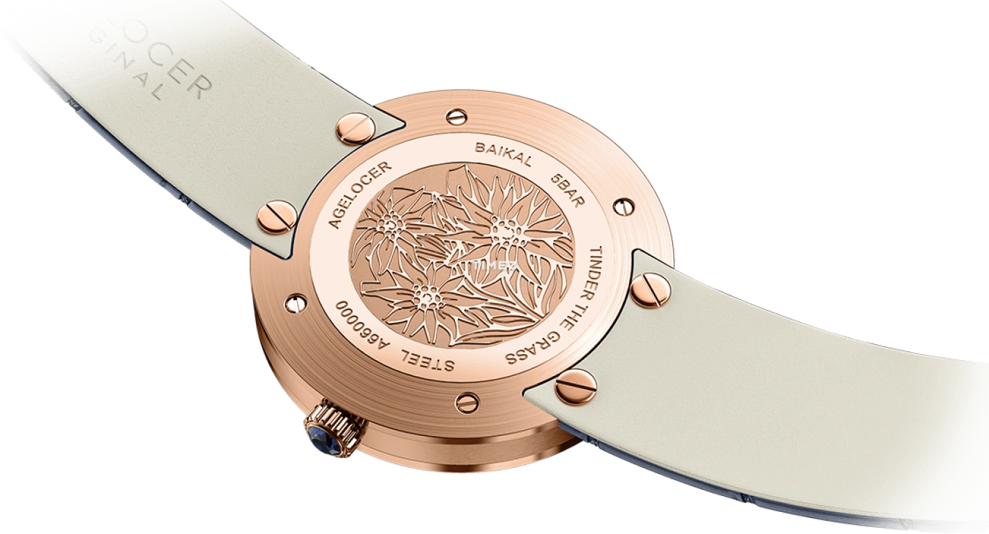 Agelocer,Baikal 36mm,36mm,Stainless Steel,Crystal,Blue,Quartz,Sapphire,Crystal Glass,Round,6604D6