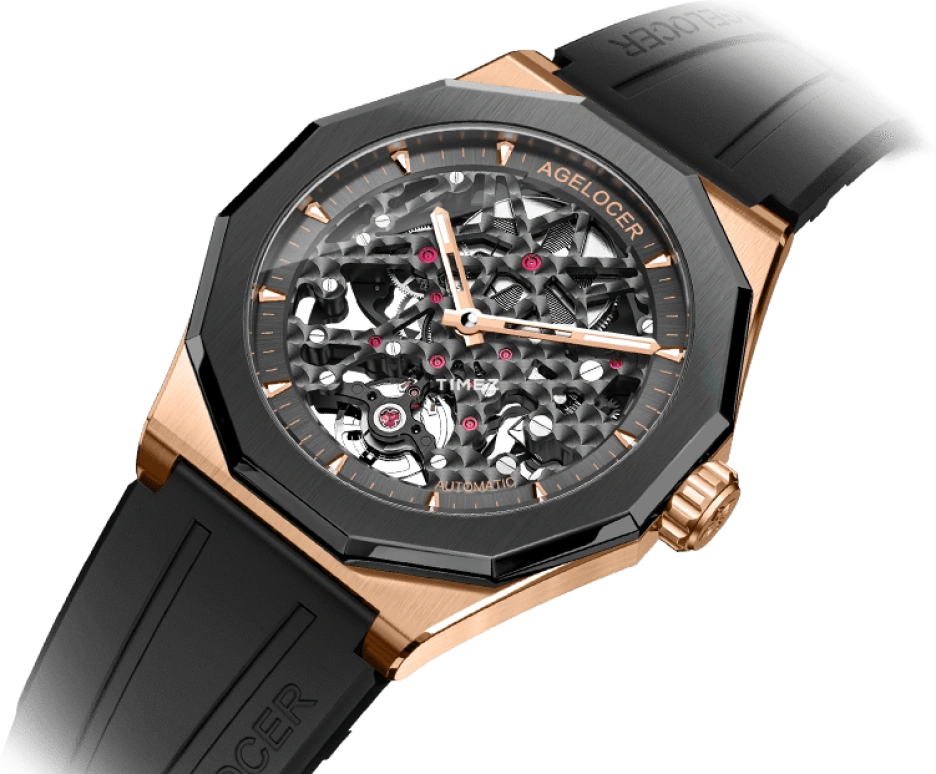 Agelocer,Schwarzwald 41.50mm,41.50mm,Stainless Steel,Ceramic,Skeleton,Automatic,Sapphire,Crystal Glass,Brass,6001H1,6001H1-R