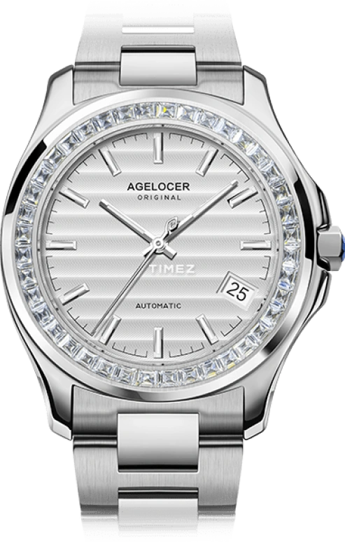 Agelocer,Baikal 40mm,40mm,Stainless Steel,Crystal,White,Automatic,Day,Sapphire,Crystal Glass,6301E9