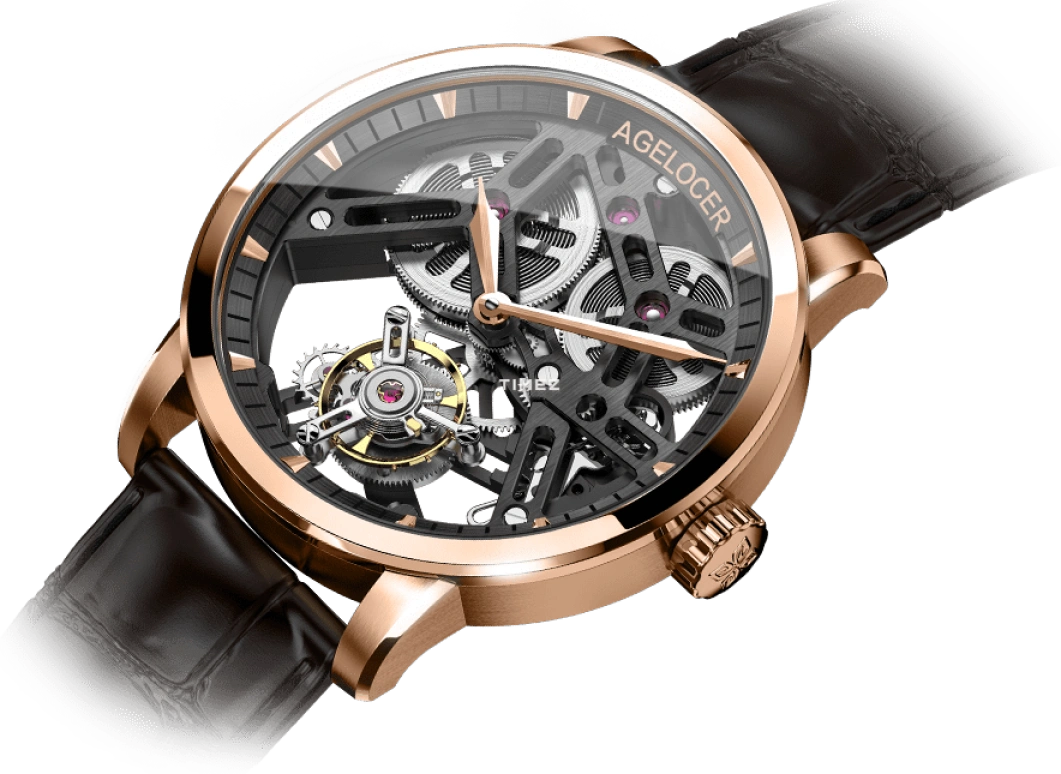 Agelocer,Tourbillon 40mm,40mm,Stainless Steel,Skeleton,Handwound,Tourbillon,Sapphire,Crystal Glass,9001D2