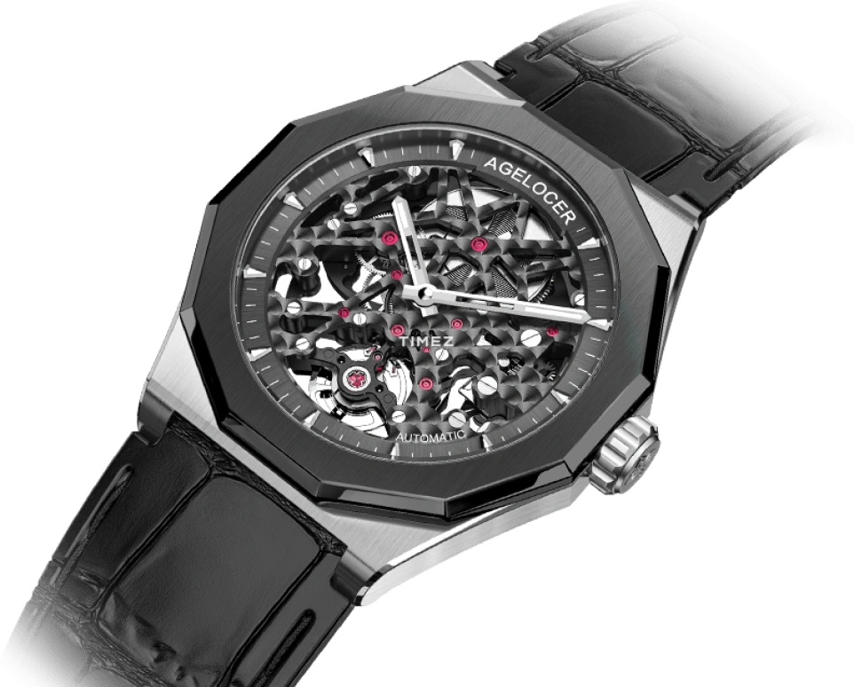 Agelocer,Schwarzwald 41.50mm,41.50mm,Stainless Steel,Ceramic,Skeleton,Automatic,Sapphire,Crystal Glass,Silver,6001B1