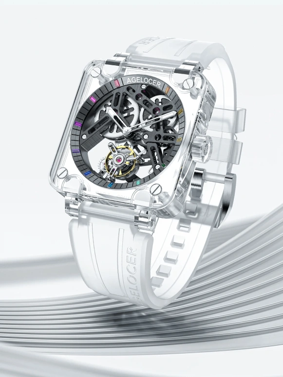 Agelocer,Tourbillon 40x42mm,40x42mm,Sapphire,Black,Skeleton,Handwound,Tourbillon,In-house Caliber,9201S11