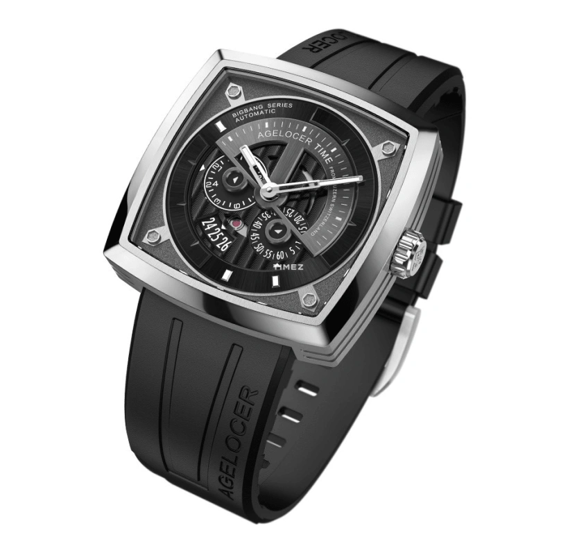 Agelocer,BigBang 43mm,43mm,Stainless Steel,Black,Automatic,Day,Sapphire,Crystal Glass,5602A1,5602A1-R
