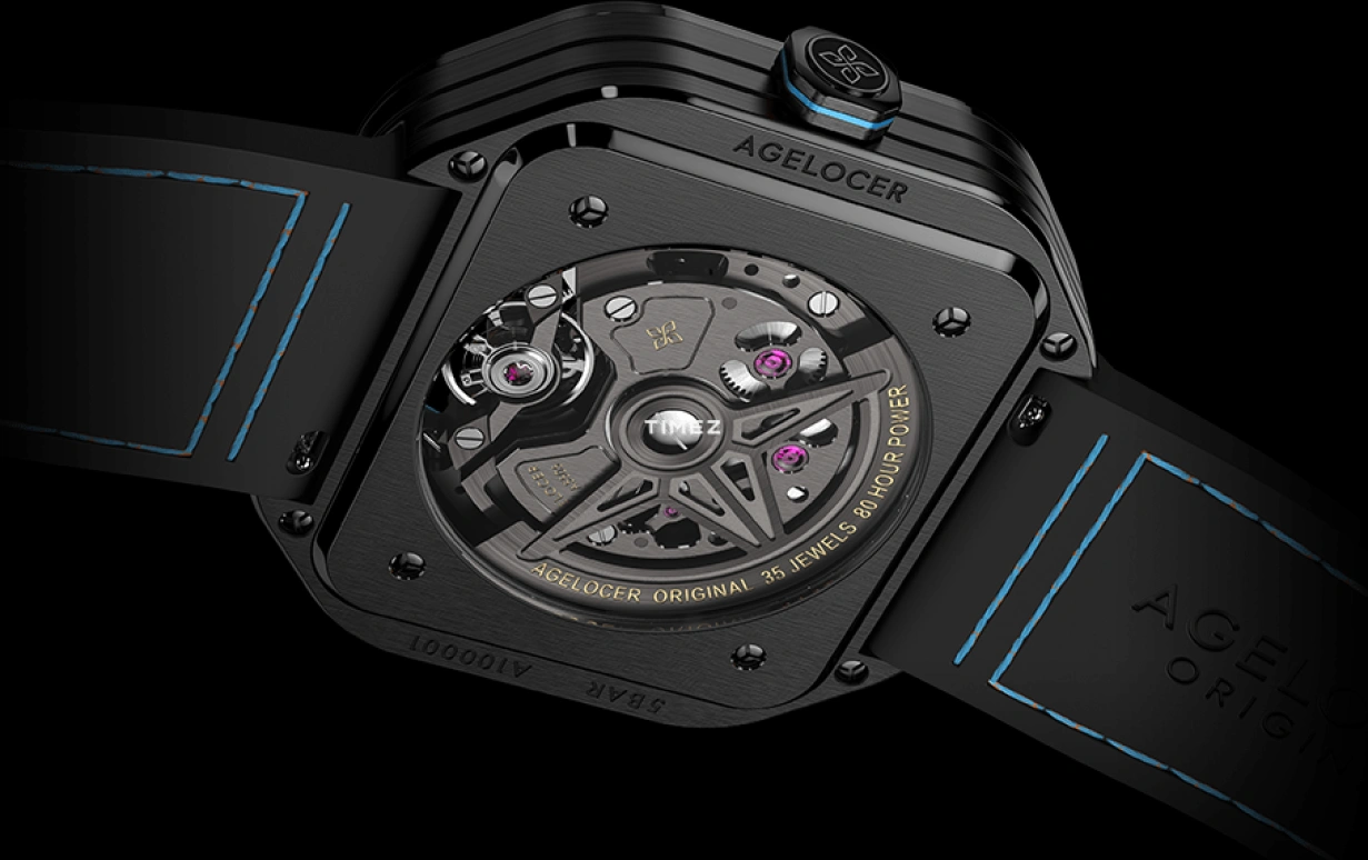 Agelocer,Volcano 44.50x44.50mm,44.50x44.50mm,Stainless Steel,Stainless Steel,Skeleton,Automatic,Sapphire,Crystal Glass,Square,5006J6