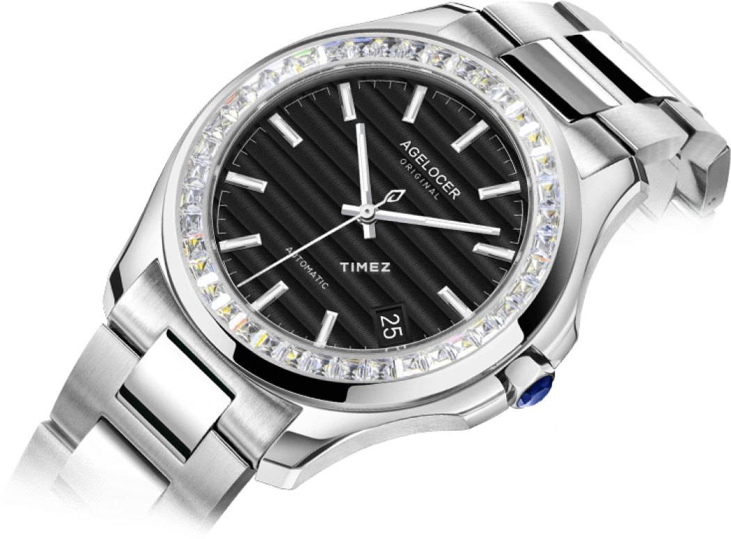 Agelocer,Baikal 40mm,40mm,Stainless Steel,Crystal,Black,Automatic,Day,Sapphire,Crystal Glass,6302E9