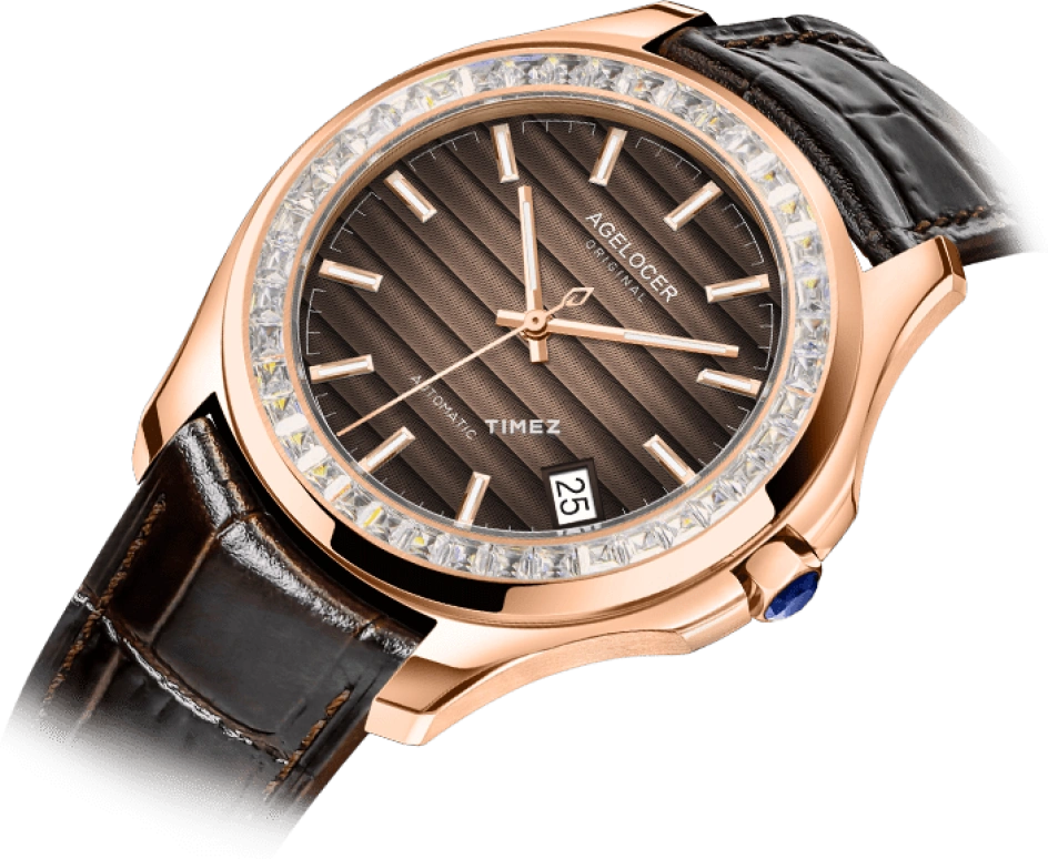 Agelocer,Baikal 40mm,40mm,Stainless Steel,Crystal,Brown,Automatic,Day,Sapphire,Crystal Glass,6303F2