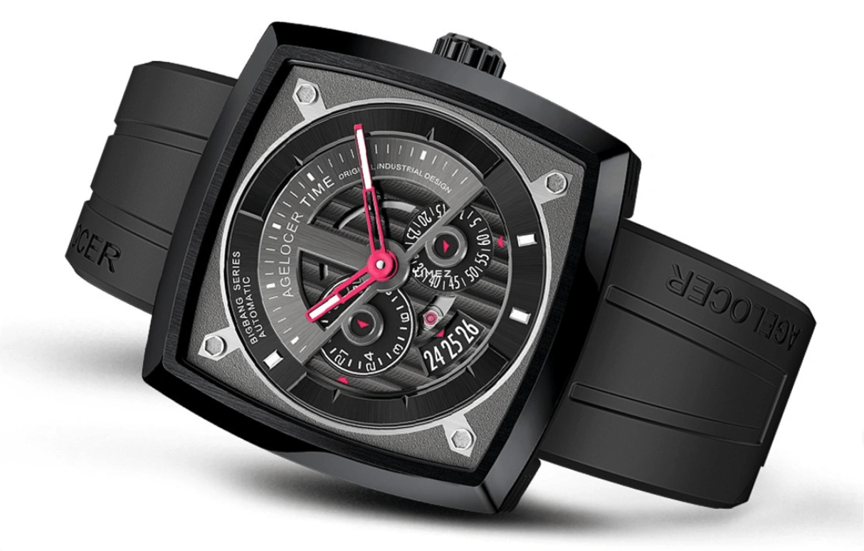 Agelocer,BigBang 43mm,43mm,Stainless Steel,Red,Automatic,Day,Sapphire,Crystal Glass,5604J1,5604J1-R