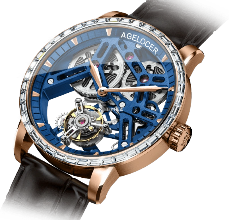 Agelocer,Tourbillon 40mm,40mm,Stainless Steel,Crystal,Skeleton,Handwound,Tourbillon,Sapphire,Crystal Glass,9004F2