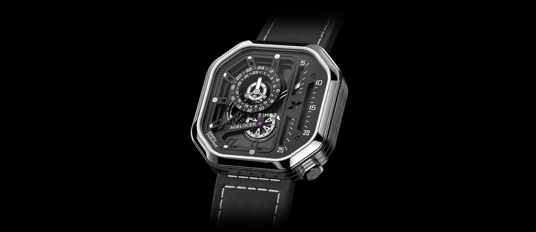 Agelocer,Racing 44.50mm,44.50mm,Stainless Steel,Black,Automatic,Sapphire,Square,5811A1