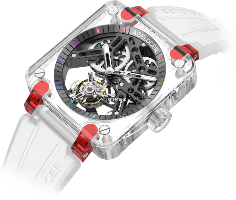 Agelocer,Tourbillon 42mm,42mm,Sapphire,Crystal,Skeleton,Handwound,Tourbillon,Sapphire,Crystal Glass,9201R11