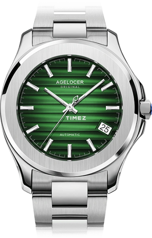 Agelocer,Baikal 40mm,40mm,Stainless Steel,Green,Automatic,Day,Sapphire,Crystal Glass,6305A9
