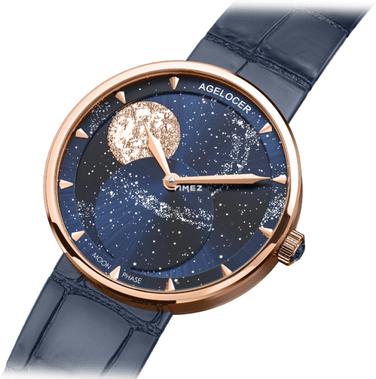 Agelocer,Astronomer 36mm,36mm,Stainless Steel,Blue,Quartz,Moonphase,Sapphire,Crystal Glass,6504D6