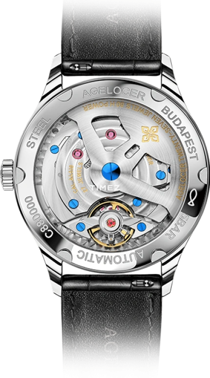 Agelocer,Budapest 40mm,40mm,Stainless Steel,Gradient,Black,Automatic,Day,Sapphire,Crystal Glass,4202A1