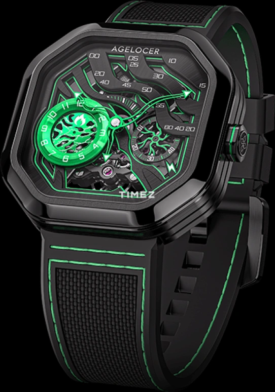 Agelocer,Volcano 44.50x44.50mm,44.50x44.50mm,Stainless Steel,Stainless Steel,Skeleton,Automatic,Sapphire,Crystal Glass,Square,5005J5