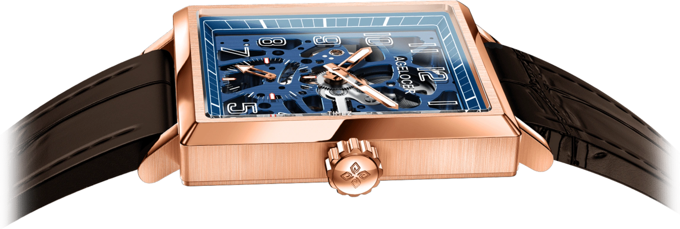Agelocer,Codex 37mm,37mm,Stainless Steel,Skeleton,Handwound,Sapphire,Crystal Glass,Square,3504D2
