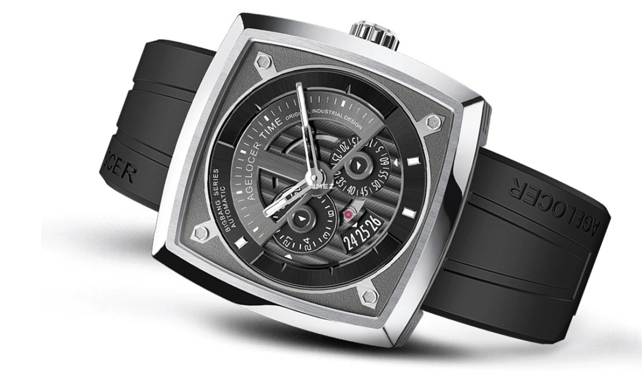 Agelocer,BigBang 43mm,43mm,Stainless Steel,Black,Automatic,Day,Sapphire,Crystal Glass,5602A1,5602A1-R