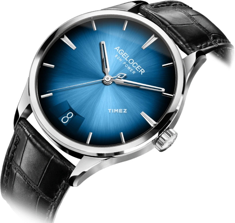 Agelocer,Budapest 40mm,40mm,Stainless Steel,Gradient,Blue,Automatic,Day,Sapphire,Crystal Glass,4204A1