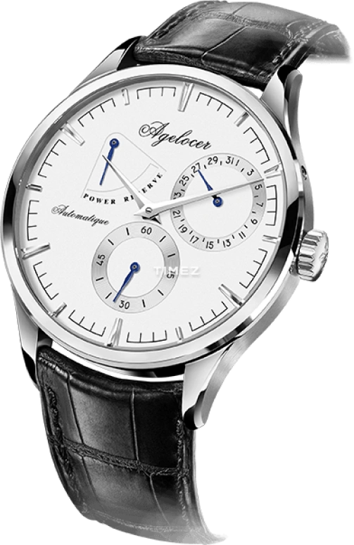 Agelocer,Budapest 40mm,40mm,Stainless Steel,White,Automatic,Day,Power Reserve Indicator,4101A1