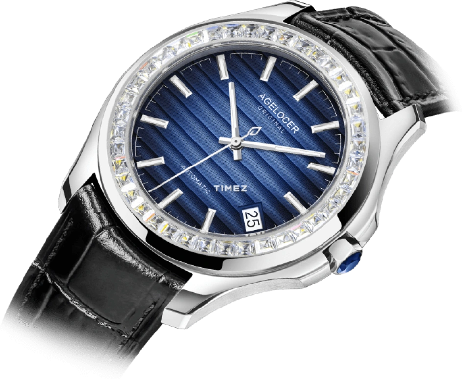 Agelocer,Baikal 40mm,40mm,Stainless Steel,Crystal,Blue,Automatic,Day,Sapphire,Crystal Glass,6304E1